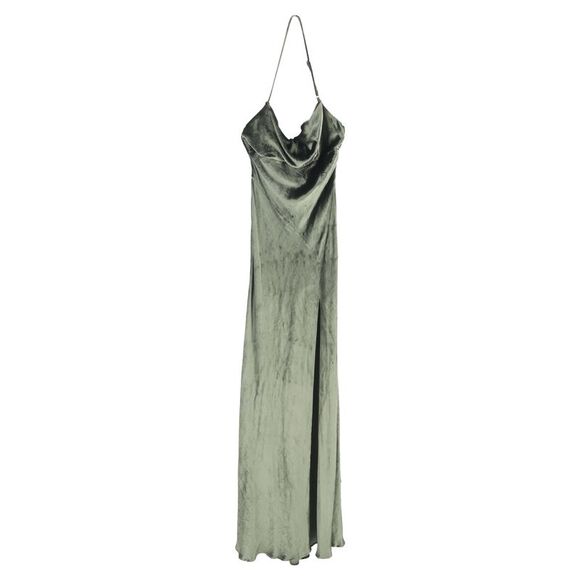 The Attico Leticia Halterneck Maxi Dress in Olive Velvet - joarbit.com The Attico Leticia Halterneck Maxi Dress in Olive Velvet - joarbit.com